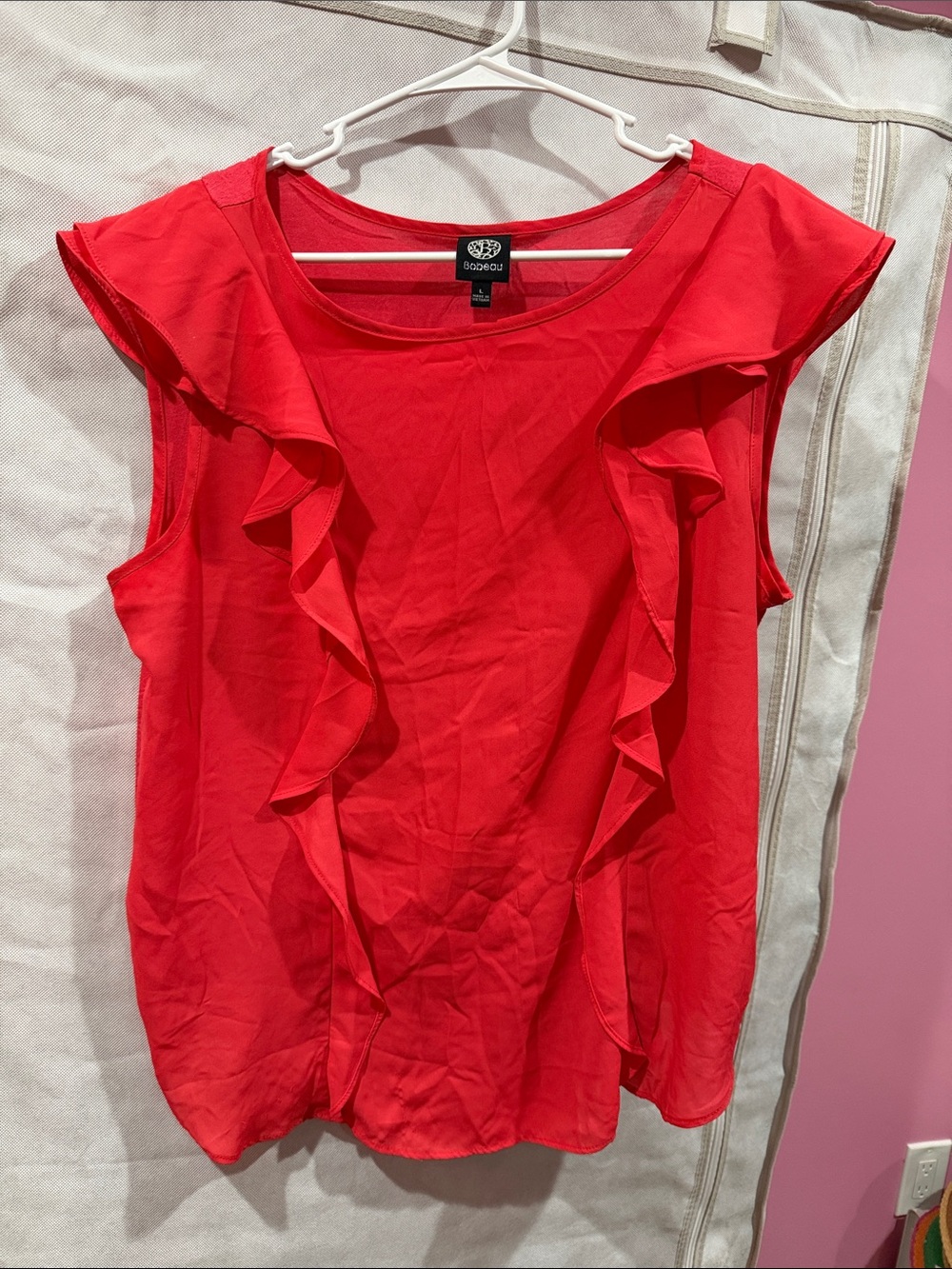 bobeau Red Ruffle Sleeveless Camisole